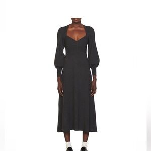 Sandro Charcoal Long Sleeve Dress